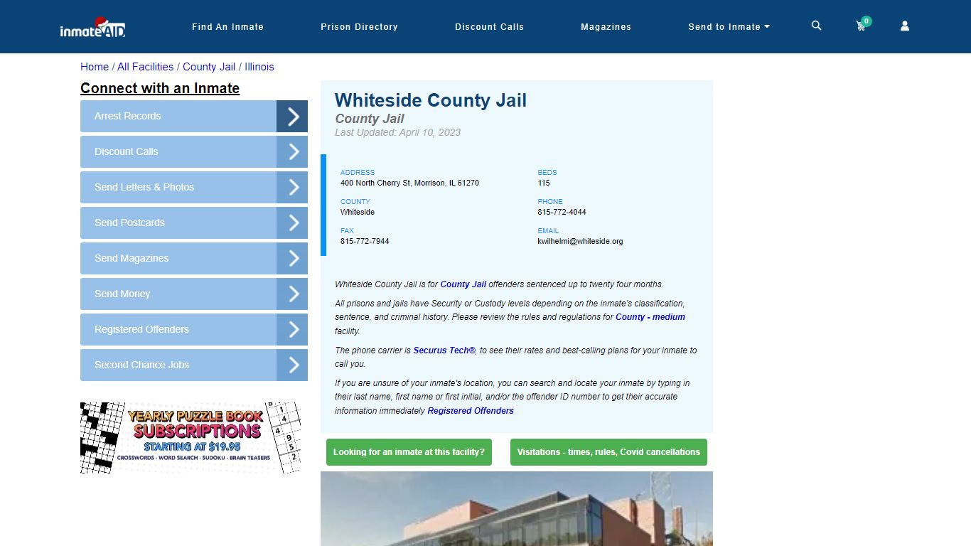 Whiteside County Jail - Inmate Locator - Morrison, IL